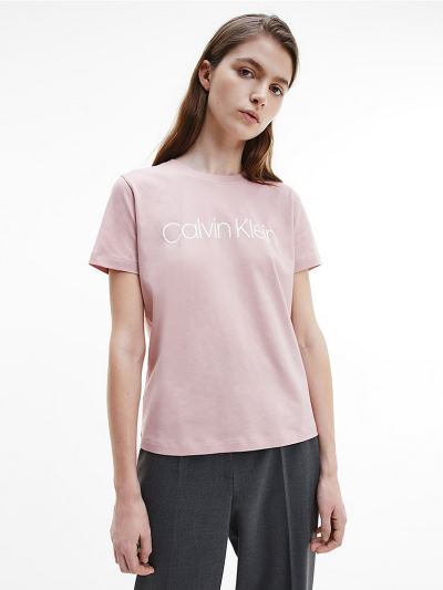 Calvin Klein Ruhák HU295831 | Calvin Klein Organic Cotton Logo Női Póló Rózsaszín